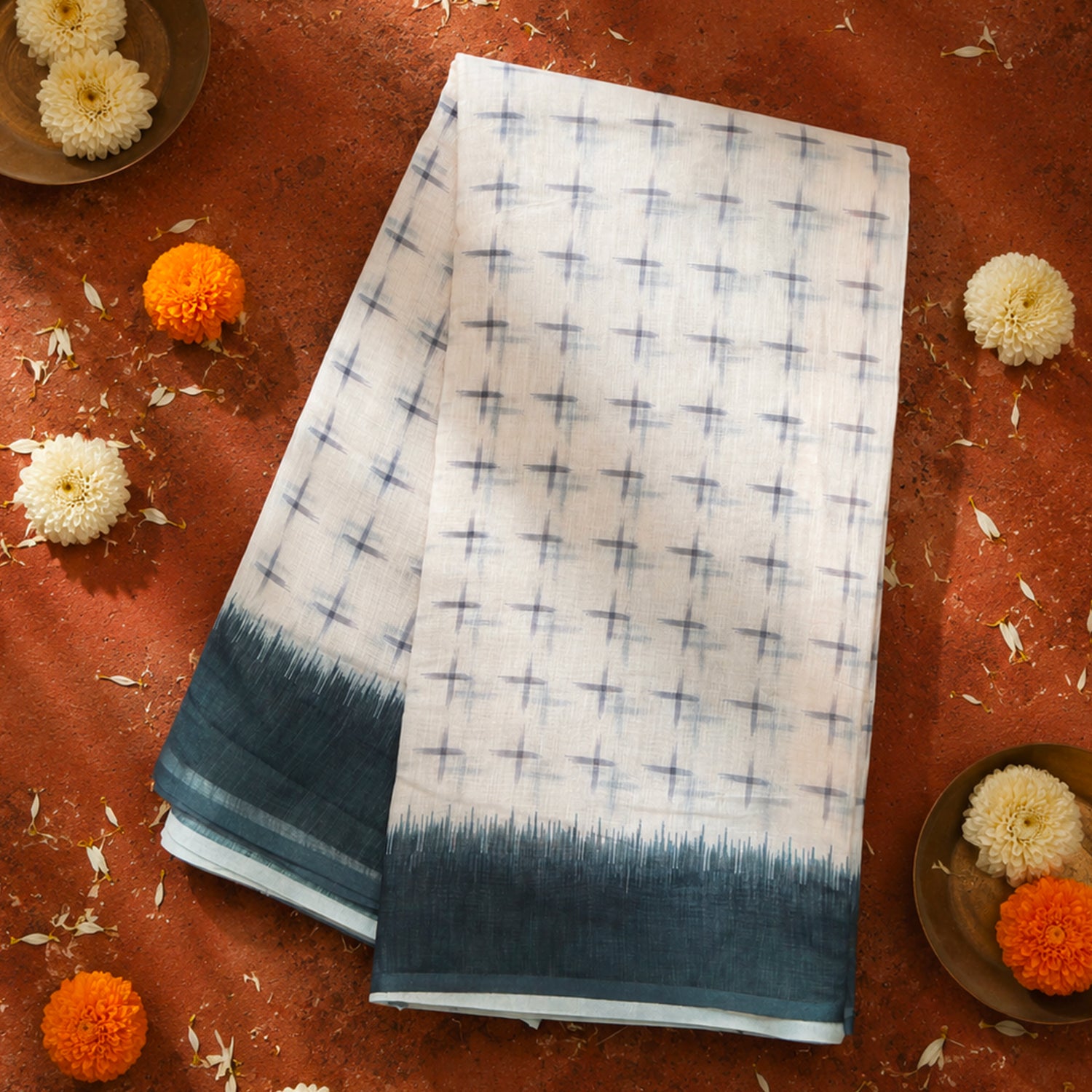 Floral Digital Print Linen Saree
