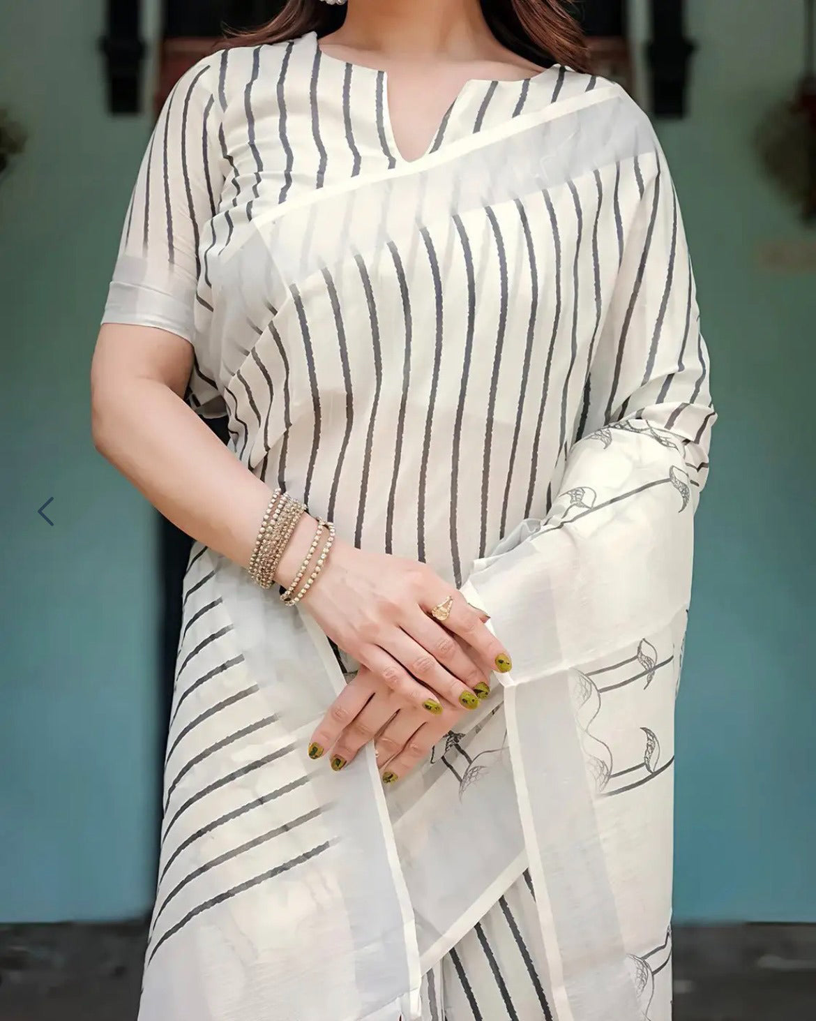 Linen Cotton Saree with Digital Print