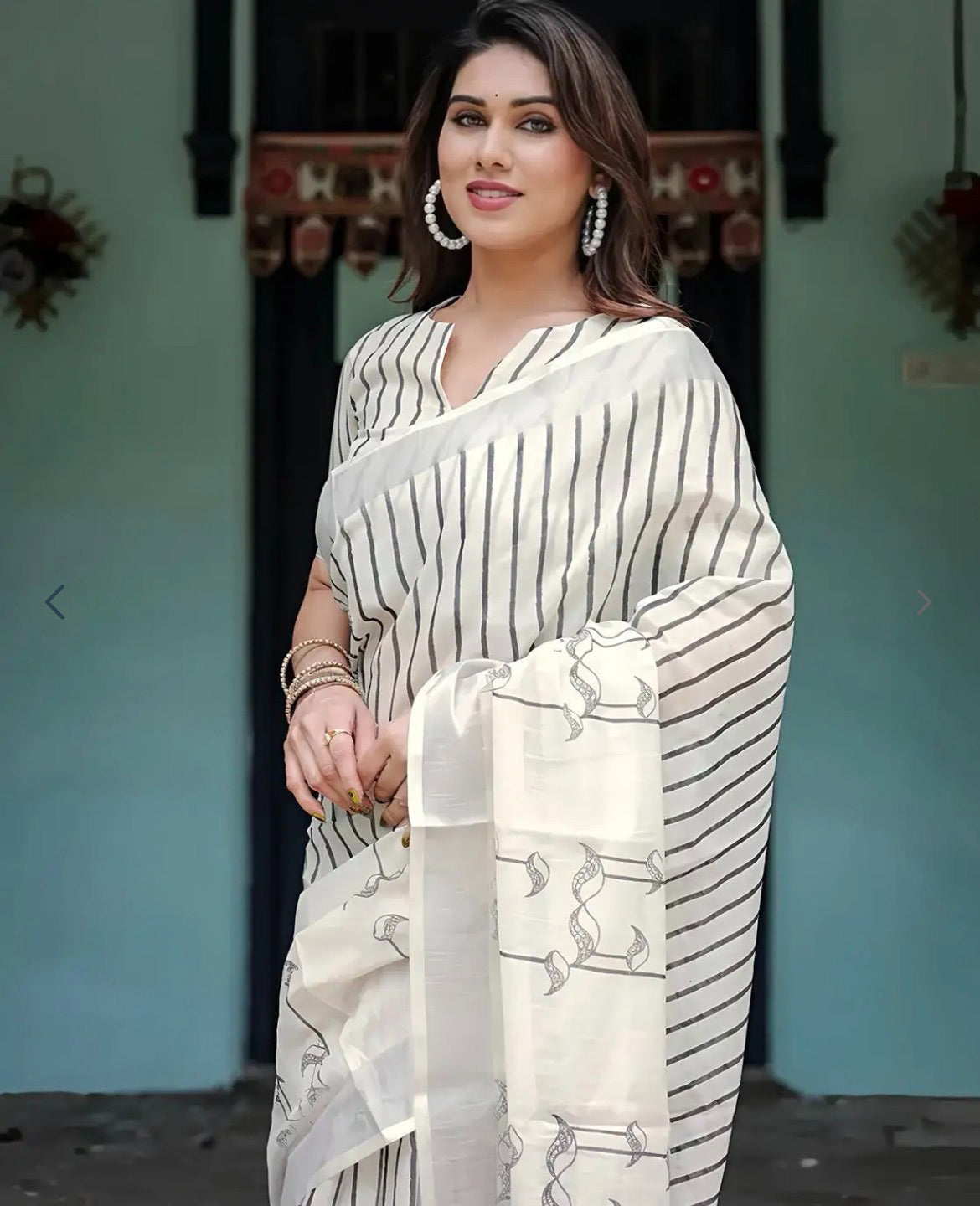 Linen Cotton Saree with Digital Print
