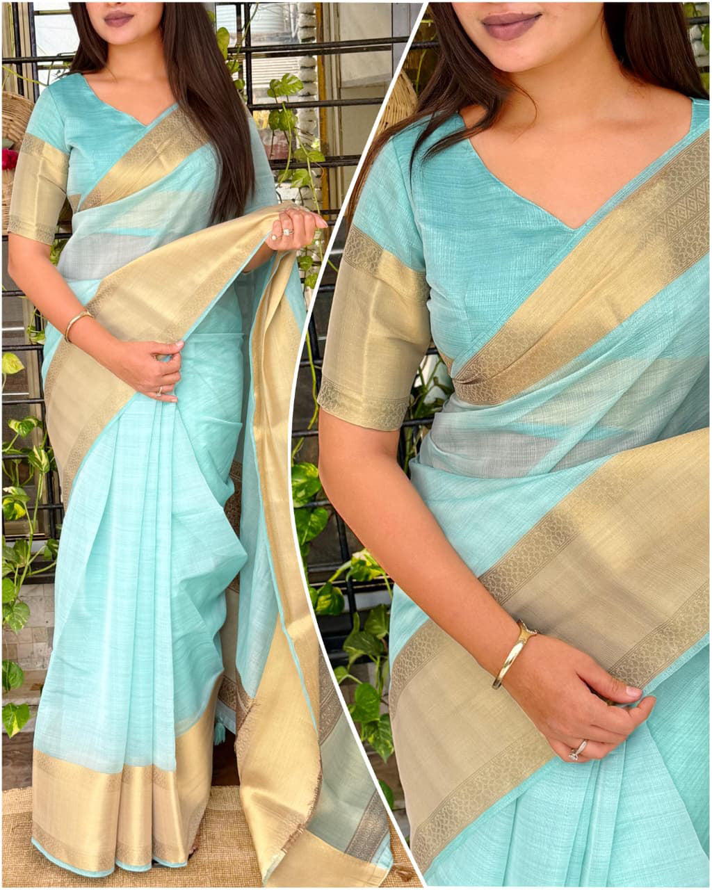 Pastel Zari Weave Jacquard Saree