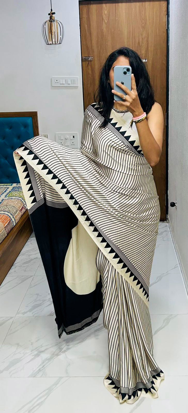 Premium Satin Silk Leriya Design Printed Saree